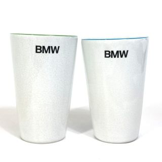 ビーエムダブリュー BMW ペア グラス コップ ロゴ サイキ一山陶苑 美濃焼　西庵窯 ノベルティ グラス 陶器 ホワイト 未使用