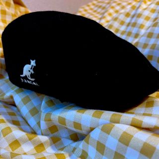 カンゴール(KANGOL)のKANGOL ベレー帽 黒 カンゴール ブラック ベレー 古着 レトロ(ハンチング/ベレー帽)