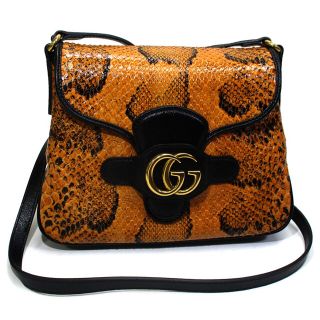 グッチ(Gucci)のGUCCI ダブルG GGマーモント ショルダーバッグ パイソン レザー(ショルダーバッグ)