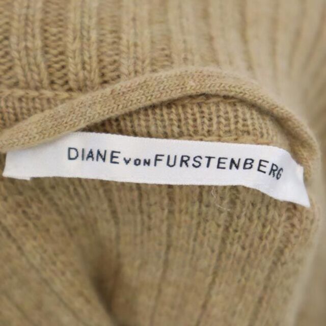 未使用 ダイアンフォンファステンバーグ ウール100％ 半袖 ニット ワンピース M ベージュ DIANE VON FURSTENBERG レディース   【221217】