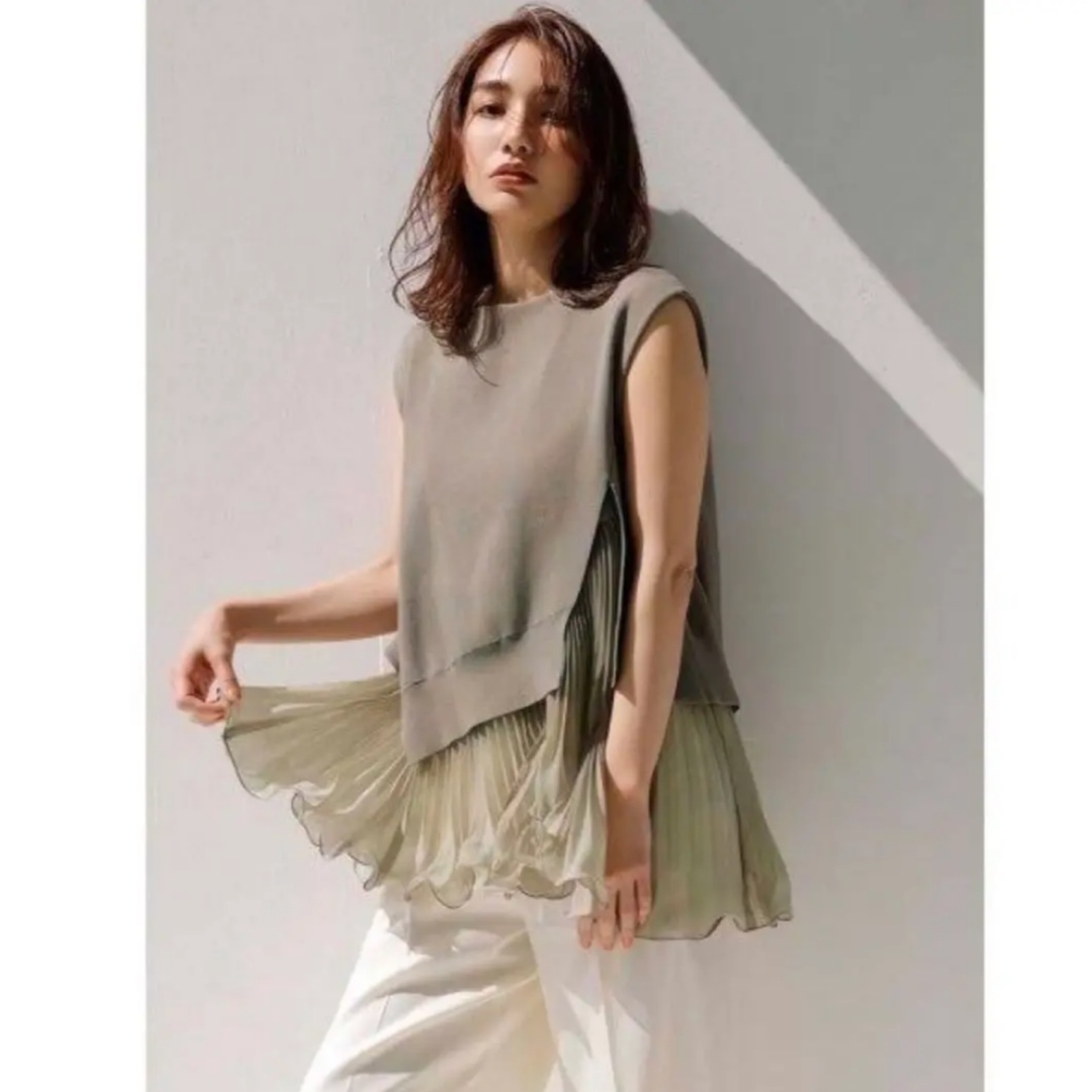 フレイアイディー ラッフルプリーツレイヤーニット 【国産】 stockshoes.co