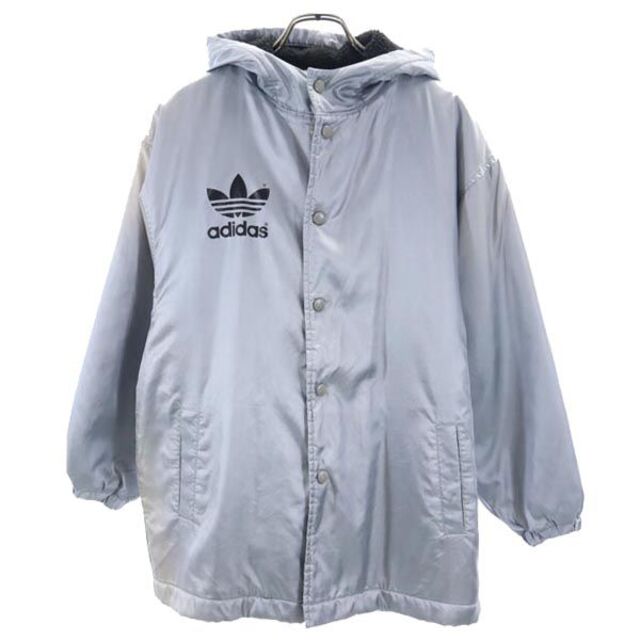 アディダス トレフォイルロゴ フーデッド 中綿ジャケット 140 シルバー系 adidas 裏ボア キッズ   【221222】