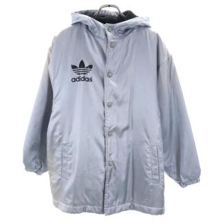 アディダス(adidas)のアディダス トレフォイルロゴ フーデッド 中綿ジャケット 140 シルバー系 adidas 裏ボア キッズ 【中古】  【221222】(ジャケット/上着)