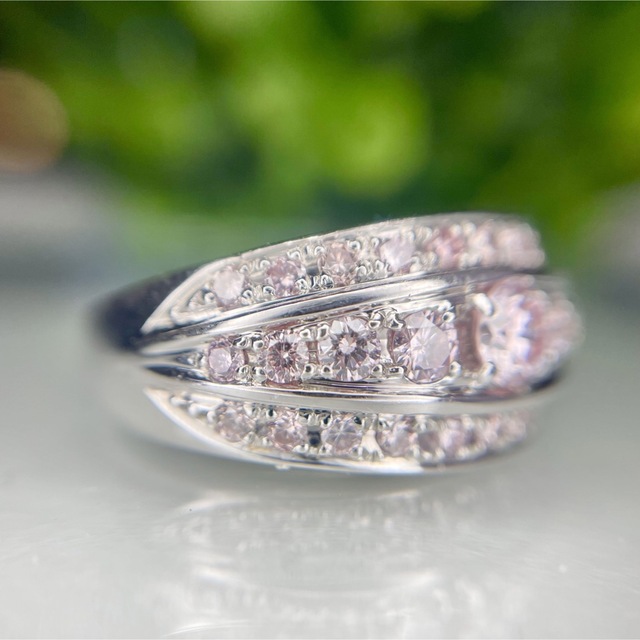 専用PT900 天然ピンクダイヤモンドリング　FLP0.277/0.75ct レディースのアクセサリー(リング(指輪))の商品写真