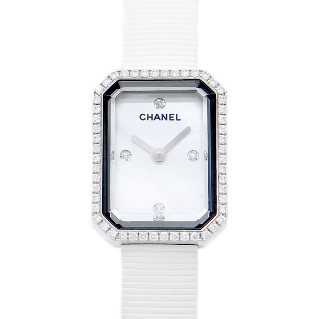 最大約16cmベルト幅電池交換済 CHANEL シャネル マドモアゼル ダイヤモンドベゼル H0103 金無垢 純正ダイヤモンド 黒 ブラック ホワイト シェル K18YG イエローゴールド レディース クォーツ マドモワゼル【6ヶ月保証】【腕時計】