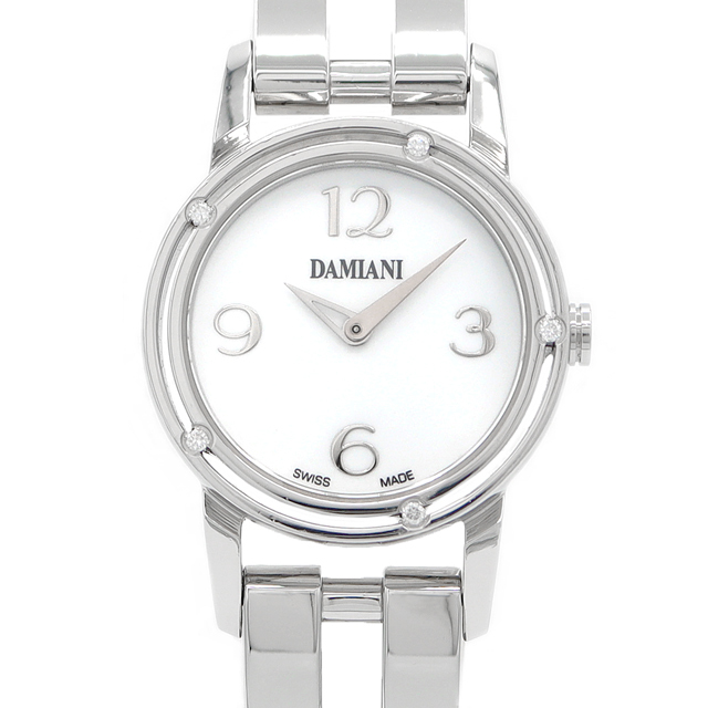 替ベルト付 電池交換済 DAMIANI ダミアーニ Dサイド DS006ACAJ ブラッド ピット 純正ダイヤモンド 5Pダイヤベゼル 白 ホワイト SS ステンレス レディース クォーツ【6ヶ月保証】【腕時計】