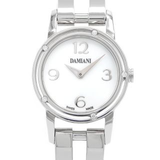 ダミアーニ(Damiani)の替ベルト付 電池交換済 DAMIANI ダミアーニ Dサイド DS006ACAJ ブラッド ピット 純正ダイヤモンド 5Pダイヤベゼル 白 ホワイト SS ステンレス レディース クォーツ【6ヶ月保証】【腕時計】【中古】(腕時計)