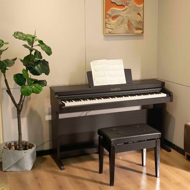 電子ピアノ ダークブラウン デジタルピアノ キーボード イス付き 組み立て式 楽器の鍵盤楽器(電子ピアノ)の商品写真
