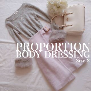 プロポーションボディドレッシング(PROPORTION BODY DRESSING)のプロポーションボディドレッシング2袖ファー2wayグレーカットソー冬レディース春(ニット/セーター)