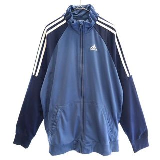 アディダス(adidas)のアディダス 総柄 長袖ジャージ XO ブルー×ネイビー adidas ハイネック スポーツ メンズ 【中古】  【221221】(ジャージ)