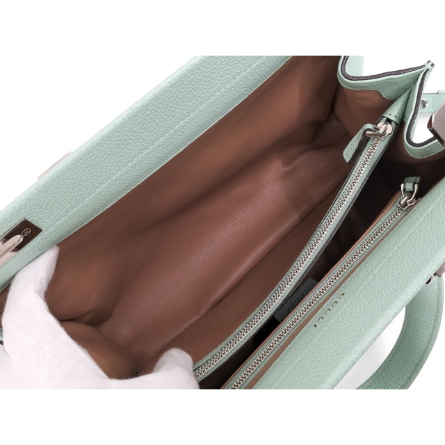 GUCCI - GUCCI ズゥミ 2WAY ショルダーバッグ レザー ミント GUCCI - GUCCI ズゥミ 2WAY ショルダーバッグ レザー ミント