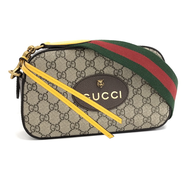 最新作の GUCCI - Gucci GGスプリーム ベージュ キャンバス レザー ショルダーバッグ ショルダーバッグ