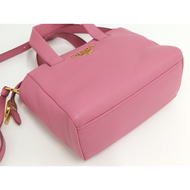 PRADA - PRADA CERVO 2WAY ショルダーバッグ レザー ピンク PRADA - PRADA CERVO 2WAY ショルダーバッグ レザー ピンク