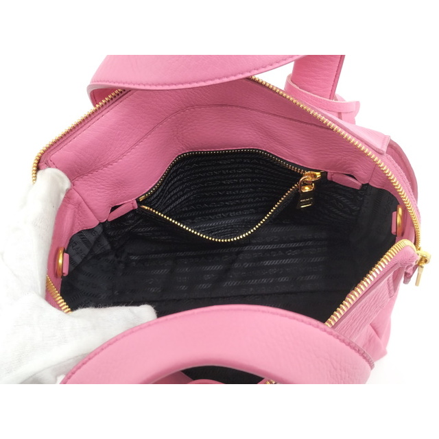 PRADA - PRADA CERVO 2WAY ショルダーバッグ レザー ピンク PRADA - PRADA CERVO 2WAY ショルダーバッグ レザー ピンク