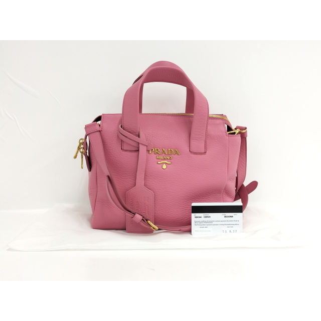 PRADA - PRADA CERVO 2WAY ショルダーバッグ レザー ピンク PRADA - PRADA CERVO 2WAY ショルダーバッグ レザー ピンク