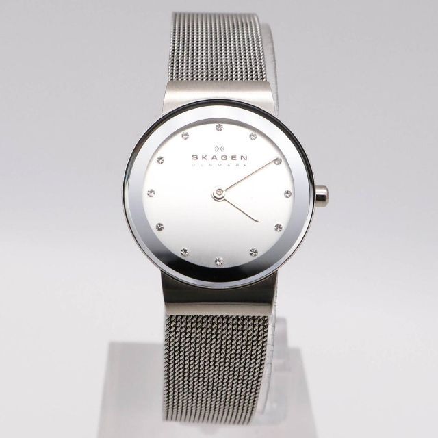 SKAGEN(スカーゲン)の《美品》SKAGEN 腕時計 シルバー ストーン 薄型 ドレスウォッチ レディースのファッション小物(腕時計)の商品写真