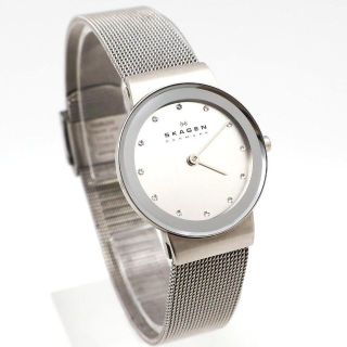 スカーゲン(SKAGEN)の《美品》SKAGEN 腕時計 シルバー ストーン 薄型 ドレスウォッチ(腕時計)