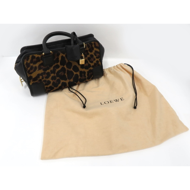 LOEWE - LOEWE アマソナ28 ハンドバッグ レオパード柄 ハラコ レザー