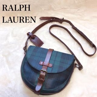 ポロラルフローレン(POLO RALPH LAUREN)の【美品】ラルフローレン ブラックウォッチチェック ショルダーバッグ PVCレザー(ショルダーバッグ)