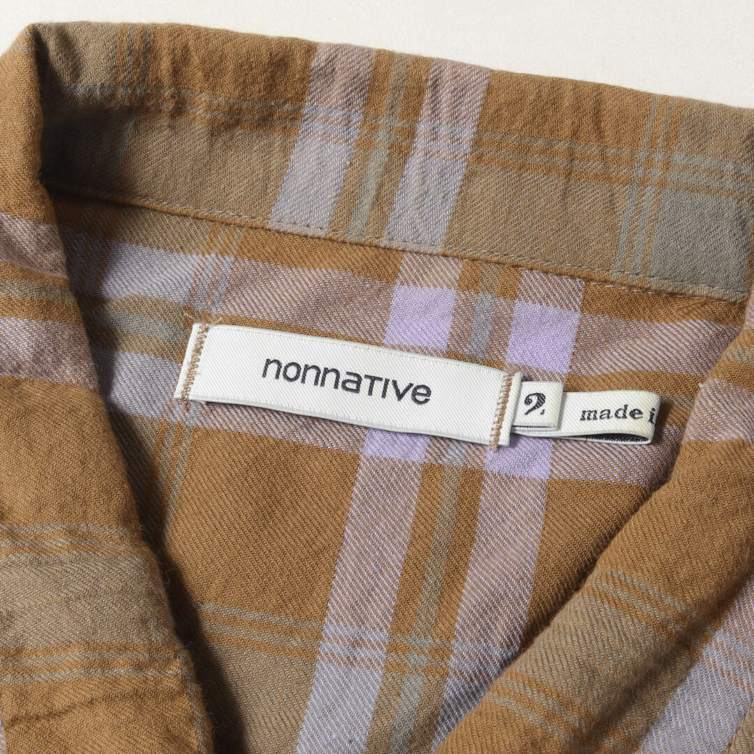 NONNATIVE ノンネイティブ シャツ サイズ:2 ジップポケット チェック ストレッチ ネルシャツ TOURIST SHIRT C/P TWILL OMBRE PLAID NN-S3211 ライトブラウン ラベンダー SOILトップス カジュアルシャツ 長袖 【メンズ】