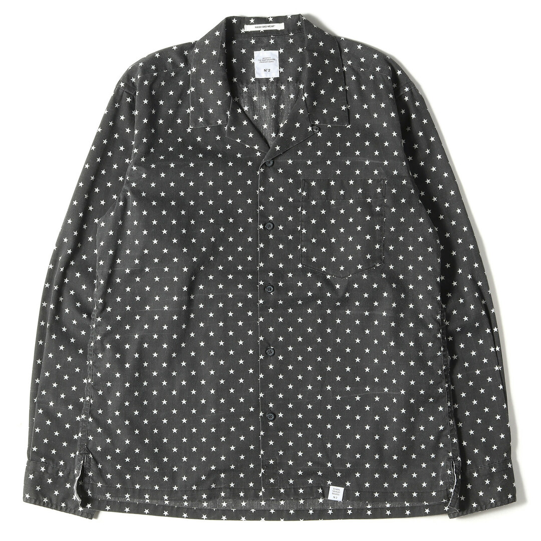 BEDWIN ベドウィン シャツ サイズ:2 スタードット柄 ピグメント加工 オープンカラーシャツ L/S OPEN COLLAR STAR DOTS SHIRT SHAW ブラック 黒 トップス カジュアルシャツ 長袖  【メンズ】