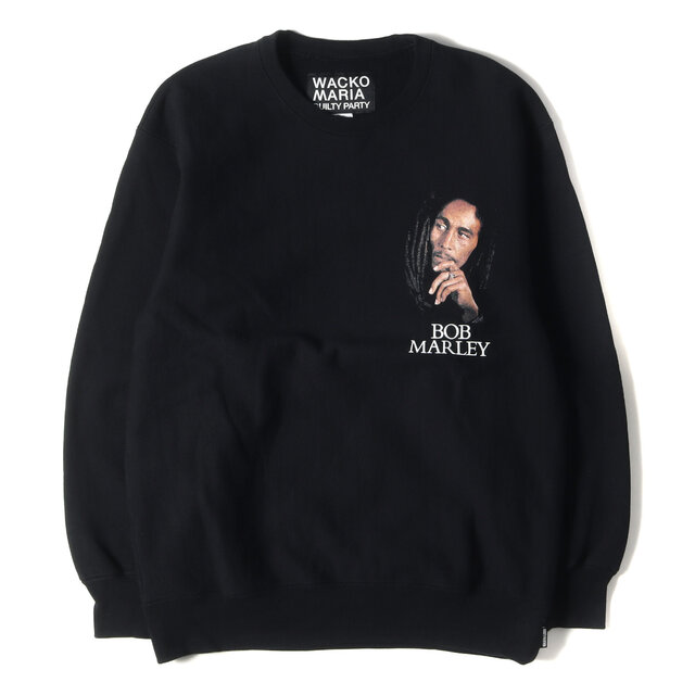 WACKO MARIA ワコマリア スウェット BOB MARLEY ボブマーリー ヘビーウェイト クルーネック スウェットシャツ HEAVY WEIGHT CREW NECK SWEAT SHIRT 22AW ブラック 黒 S トップス オフィシャルコラボ 【メンズ】【美品】スウェット