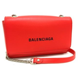 バレンシアガ(Balenciaga)のBALENCIAGA エブリデイ チェーンショルダーバッグ レザー レッド(ショルダーバッグ)