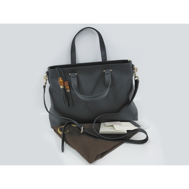 GUCCI バンブー 2WAY ショルダーバッグ レザー ブラック 449642 GUCCI バンブー 2WAY ショルダーバッグ レザー ブラック 449642