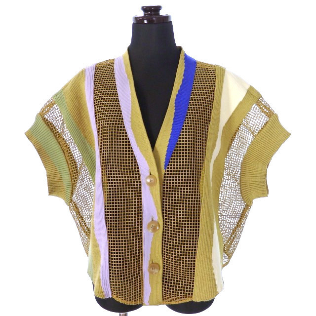 アキラナカ AKIRA NAKA 21SS 異素材コンビ ニットカーディガン 2 【同
