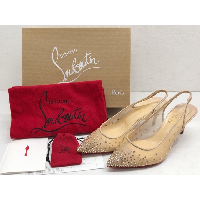 【送料無料】Christian Louboutin( クリスチャン ルブタン ) Follies Strass Sling 70mm ヒールパンプス / サイズ 36.5 約23.5cm / 3210816 【007】