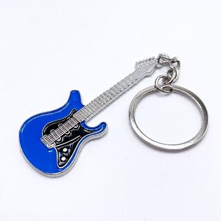 ギターキーホルダー 1個 ブルー(エレキギター)