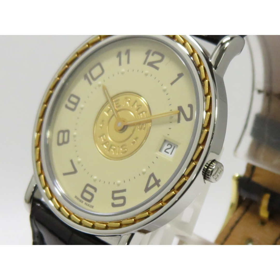 エルメス セリエ SS×革   メンズ 腕時計