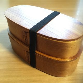 ♡美品♡わっぱ♡お弁当箱♡2段♡入子式♡バンド付♡楕円形♡弁当箱♡(弁当用品)