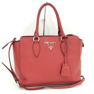 プラダ(PRADA)のPRADA 2WAY ショルダーバッグ レザー レッド 1BA205(その他)