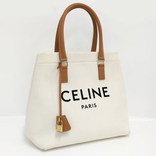 セリーヌ(celine)のCELINE ホリゾンタル カバ トートバッグ キャンバス ホワイト 19216(トートバッグ)