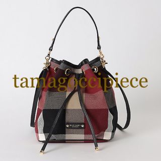 ブルーレーベルクレストブリッジ(BLUE LABEL CRESTBRIDGE)のAME様＊赤チェックキャンバス＊コロンバッグ＊ブルーレーベルクレストブリッジ(ショルダーバッグ)