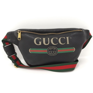 グッチ(Gucci)のGUCCI ボディバッグ ウエストポーチ シェリーライン ロゴプリント レザー(ボディーバッグ)