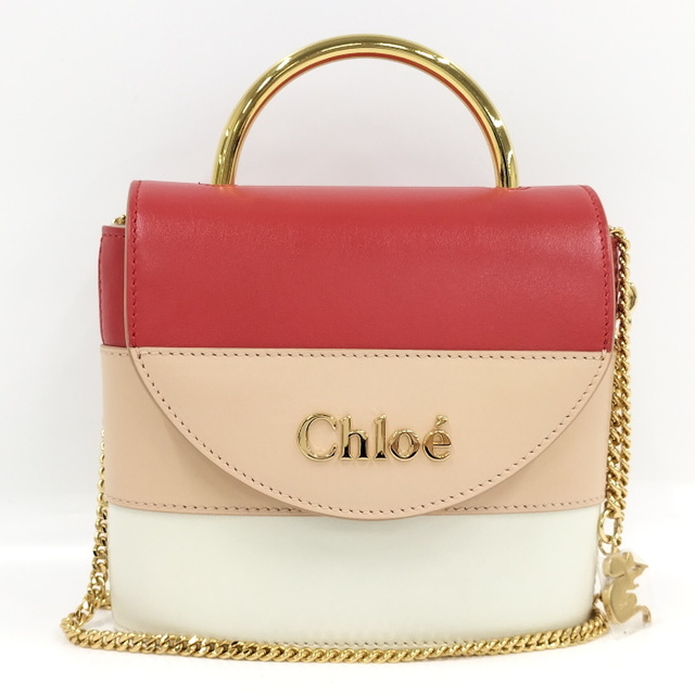 CHLOE 2WAY チェーン ショルダーバッグ レザー レッド ピンク