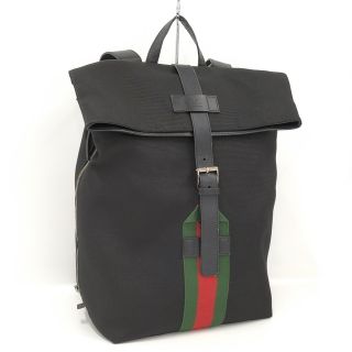 グッチ(Gucci)のGUCCI バックパック シェリーライン キャンバス ブラック 337075(バッグパック/リュック)