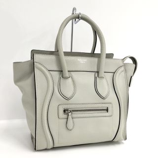 セリーヌ(celine)のCELINE ラゲージ マイクロショッパー ハンドバッグ レザー グリーン系(ハンドバッグ)