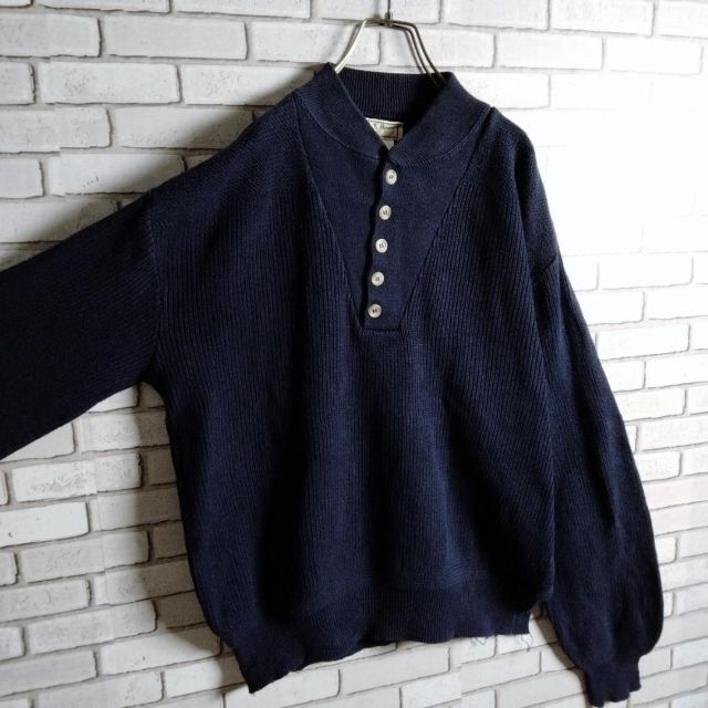 L.L.Bean - LLBean☆コットンニット USA製 セーター ハーフボタン ... LLBean☆コットンニット USA製 セーター ハーフボタン ネイビー