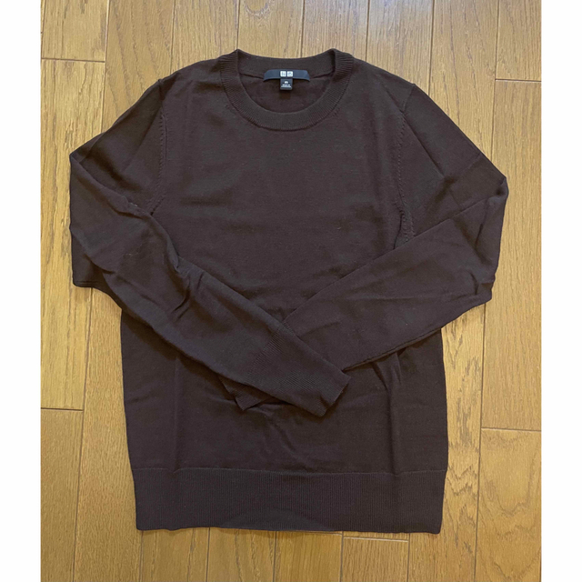 UNIQLO(ユニクロ)のユニクロ エクストラファインメリノクルーネックセーター ダークブラウン XS 茶 レディースのトップス(ニット/セーター)の商品写真