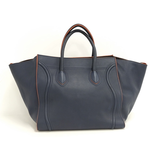 CELINE ラゲージ スクエア ファントム トートバッグ レザー ネイビー