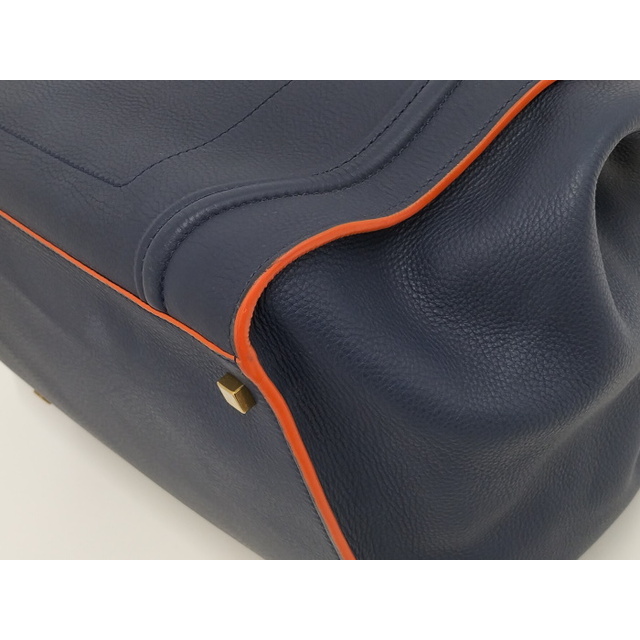 CELINE ラゲージ スクエア ファントム トートバッグ レザー ネイビー