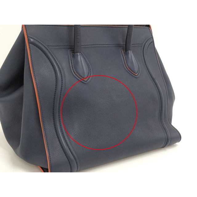 CELINE ラゲージ スクエア ファントム トートバッグ レザー ネイビー