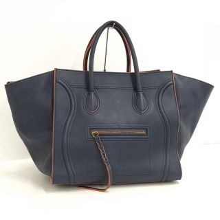 セリーヌ(celine)のCELINE ラゲージ スクエア ファントム トートバッグ レザー ネイビー(トートバッグ)