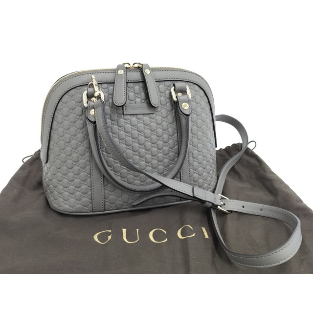 Gucci(グッチ)のGUCCI 2WAY ショルダーバッグ マイクログッチシマ レザー グレー レディースのバッグ(その他)の商品写真