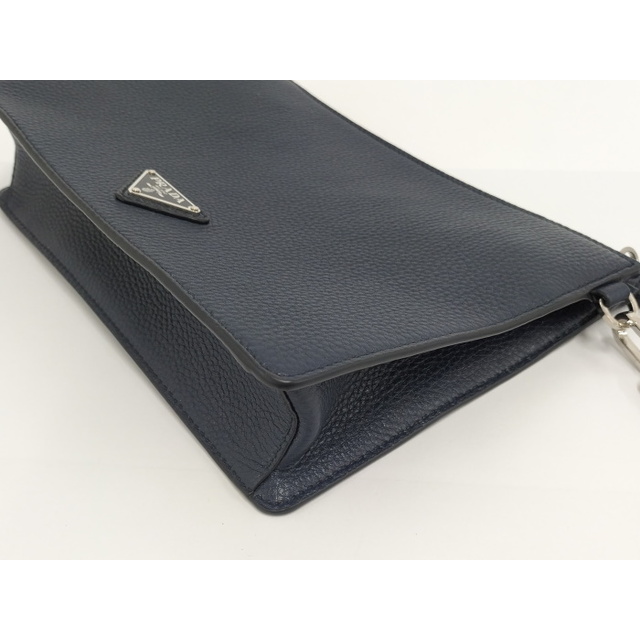 PRADA - PRADA セカンドバッグ クラッチバッグ レザー ネイビー PRADA - PRADA セカンドバッグ クラッチバッグ レザー ネイビー