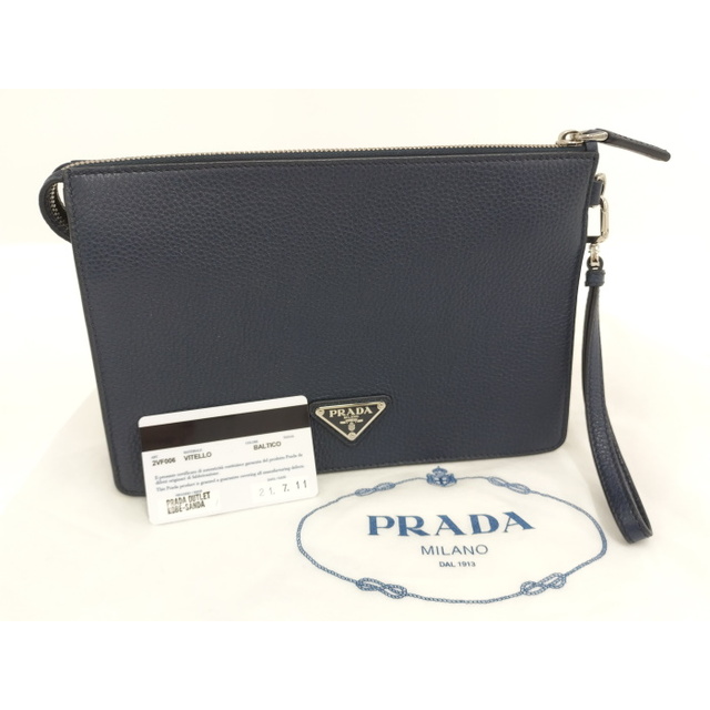 PRADA セカンドバッグ クラッチバッグ レザー ネイビー 2VF006