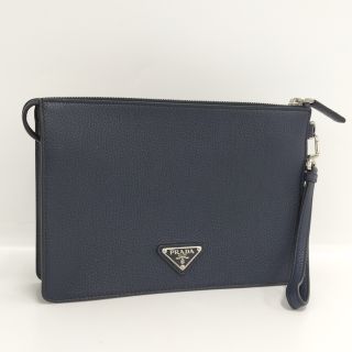 プラダ(PRADA)のPRADA セカンドバッグ クラッチバッグ レザー ネイビー 2VF006(クラッチバッグ)